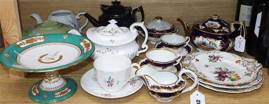 A collection of English tea wares, comprising five teapots,